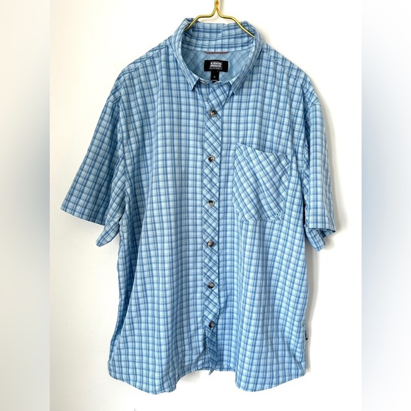 Alaskan Hardgear Blue Plaid Relaxed Fit Short Sleeve Outdoor Button Up Men’s XL - Picture 1 of 7